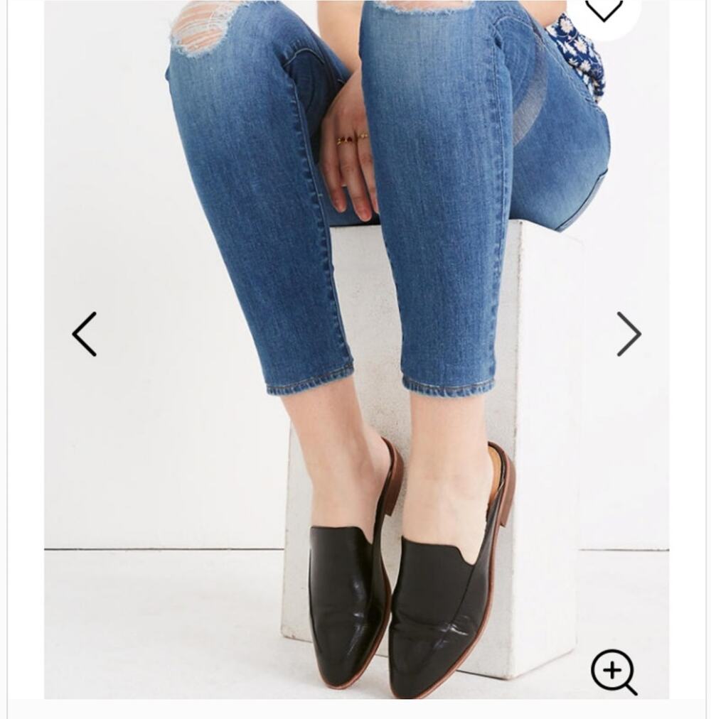 Madewell Frances Loafer Mules Black Leather Slip On Shoes Women's Size 7.5